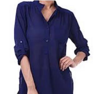 CALS navy chiffon top